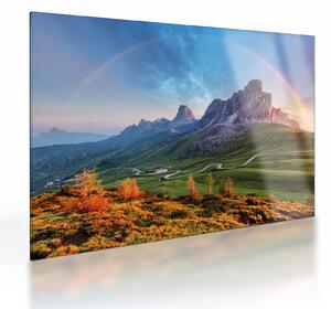 Staklena slika duge iznad stijena (70x50 cm)