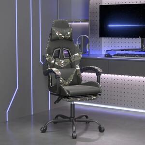 Okretna Gaming stolica s osloncem crno-maskirna od umjetne kože - Crna i maskirna 1 Sa naslonom za noge Crna i maskirna