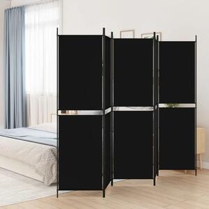 Paravan - Sobna pregrada s 5 panela crna 250x200 cm od tkanine - Crna 250 x 200 cm 1 1