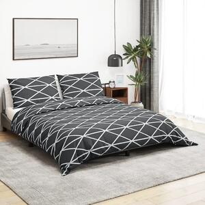 Set navlaka za poplun tamno sivo-bijeli 220x240 cm pamuk - tamnosiva i bijela 220 x 240 cm + 65 x 65 cm 1 1