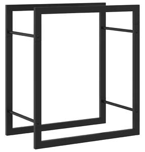 Stalak za drva za ogrjev mat crni 50x28x56 cm čelični - Crna 50 x 28 x 56 cm