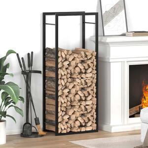Stalak za drva za ogrjev mat crni 50x28x132 cm čelični - Crna 50 x 28 x 132 cm Crna 50 x 28 x 132 cm