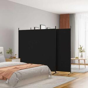 Paravan - Sobna pregrada s 3 panela crna 525x180 cm od tkanine - Crna 525 x 180 cm 1 1