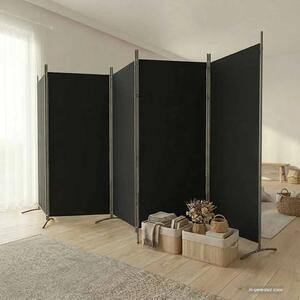 Paravan - Sobna pregrada s 5 panela crna 433x180 cm od tkanine - Crna 433 x 180 cm 1 1