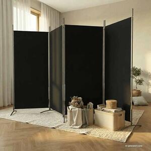 Paravan - Sobna pregrada s 4 panela crna 346x180 cm od tkanine - Crna 346 x 180 cm 1 1