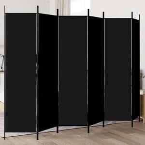 Paravan - Sobna pregrada s 6 panela crna 300x200 cm od tkanine - Crna 300 x 200 cm 1 1