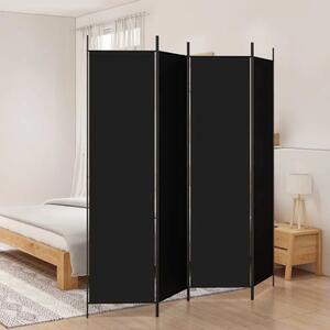 Paravan - Sobna pregrada s 4 panela crna 200 x 200 cm od tkanine - Crna 200 x 200 cm 1 1