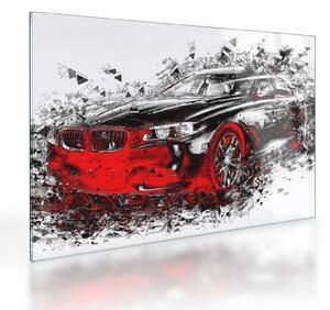 Staklena slika - Naslikani automobil u akciji (70x50 cm)