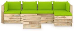 VidaXL 6-dijelna vrtna garnitura s jastucima zeleno impregnirano drvo