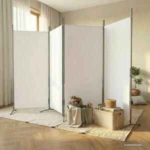 Paravan - Sobna pregrada s 4 panela bijela 346 x 180 cm od tkanine - Bijela 346 x 180 cm 1 1