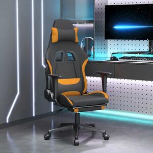 Masažna Gaming stolica od tkanine s osloncem crno-narančasta - Tamnožuta 1 Sa naslonom za noge Tamnožuta