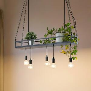 Lindby Kirista viseća lampa, 5 žarulja, crna, 100 cm, E27, prigušiva, Crno, Dnevni boravak/blagovaonica, Metal