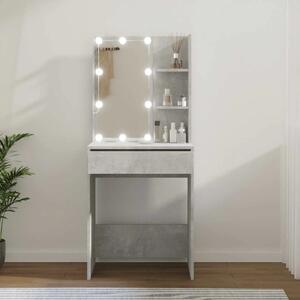 Toaletni stolić s LED svjetlima siva boja betona 60x40x140 cm - Beton siva