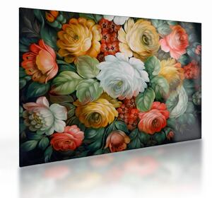 Staklena slika naslikanog buketa cvijeća (70x50 cm)