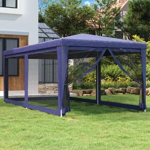Šator za svadbe - šator za zabave sa 6 mrežastih bočnih zidova plavi 3 x 6 m HDPE - Plava 3 x 6 m 1 sa 6 bočnih stranica