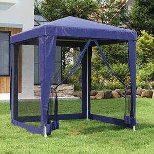 Šator za svadbe - šator za zabave s 4 mrežasta bočna zida plavi 2 x 2 m HDPE - Plava 2 x 2 m 1 s 4 bočna zida