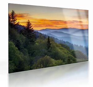 Staklena slika - Crveni oblaci u planinama (70x50 cm)