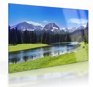 Staklena slika - Snježni planinski vrhovi (70x50 cm)