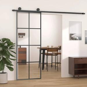 Klizna vrata crna 76 x 205 cm od stakla ESG i aluminija - Crna 76 x 205 cm 1 Transparentan