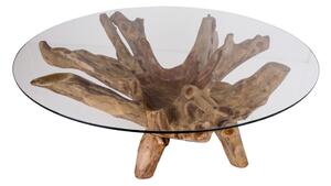 Okrugao stolić za kavu sa staklenom pločom stola u prirodnoj boji ø 110 cm Amazonas – House Nordic