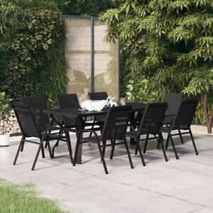 Vrtna garnitura - 9-dijelni vrtni blagovaonski set crni - Crna Dužina stola 180 cm 8 Crna