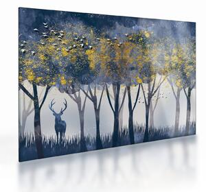 Staklena slika jelena u šumi (70x50 cm)