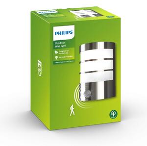 Philips Calgary vanjska zidna svjetiljka, nehrđajući čelik, senzor