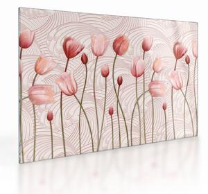 Staklena slika - Ružičasti tulipani (70x50 cm)
