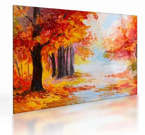 Staklena slika - Uljane boje, šarena jesen (70x50 cm)