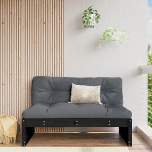 VidaXL Srednja vrtna sofa crna 120 x 80 cm od masivne borovine