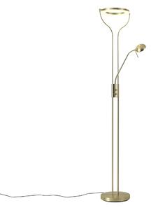Moderna podna lampa zlatna s rukom za čitanje, uključujući LED i prigušivač - Divo