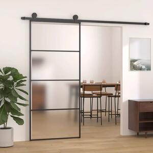 Klizna vrata od mutnog stakla ESG i aluminija 90 x 205 cm crna - Crna 90 x 205 cm 1 Matirano