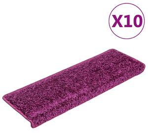 Prostirke za stepenice 10 kom 65x21x4 cm ljubičaste pravokutne rubove - Ljubičasta 65 x 21 x 4 cm 10 Ljubičasta