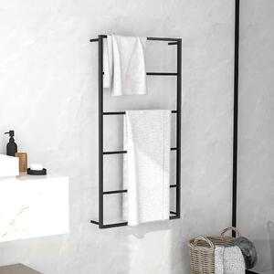 Stalak za ručnike crni 60 x 10 x 116 cm čelični - Crna 60 x 10 x 116 cm Crna 60 x 10 x 116 cm