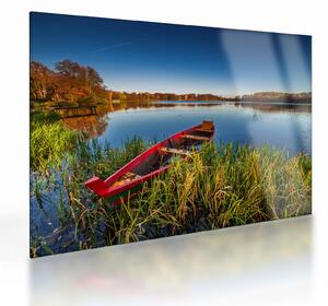 Staklena slika crvene brodice (70x50 cm)