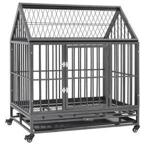 Kavez za pse s kotačima i krovom čelični 92 x 62 x 106 cm - 92 x 62 x 106 cm 92 x 62 x 106 cm