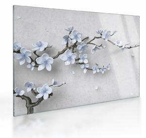 Staklena slika plavog cvijeća (70x50 cm)