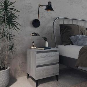 Noćni ormarići s metalnim nogama 2 kom sivi hrast 40x35x50 cm - Sivi hrast sonoma 2 Sivi hrast sonoma 2