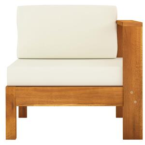 VidaXL Srednja sofa s 1 naslonom za ruke krem bijela bagremovo drvo
