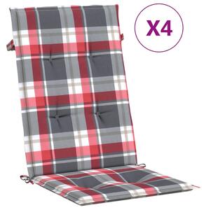 VidaXL Jastuci za stolice 4 kom crveni karirani 120x50x3 cm od tkanine