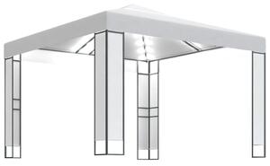 VidaXL Sjenica s dva krova i LED svjetlosnim trakama 3 x 3 m bijela