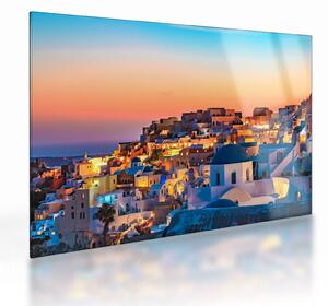 Staklena slika - Santorini u sumrak (70x50 cm)
