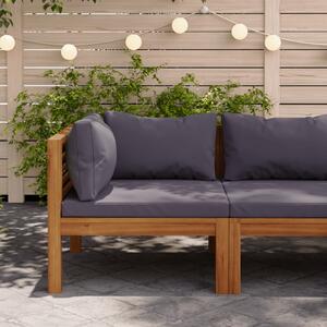 VidaXL Modularna kutna sofa s tamnosivim jastucima bagremovo drvo