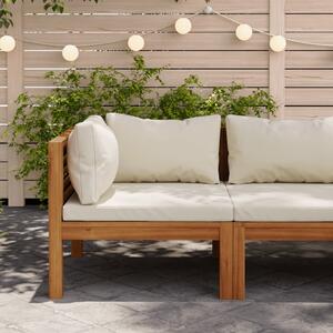 VidaXL Modularna kutna sofa s krem bijelim jastucima bagremovo drvo