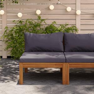 VidaXL Modularna srednja sofa s tamnosivim jastucima bagremovo drvo