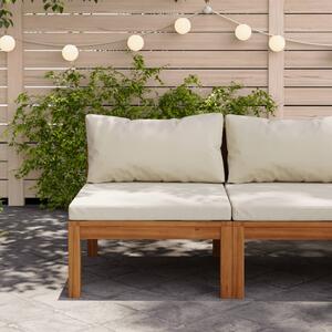 VidaXL Modularna srednja sofa s krem bijelim jastucima bagremovo drvo