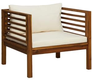 VidaXL Vrtna stolica s krem bijelim jastucima od masivnog drva bagrema