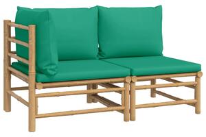 VidaXL 2-dijelna vrtna garnitura od bambusa sa zelenim jastucima