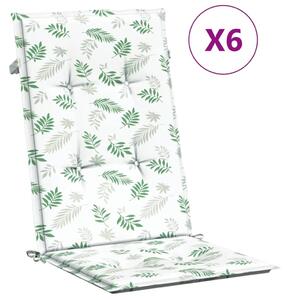 VidaXL Jastuci za visoku stolicu 6 kom s uzorkom lišća od tkanine