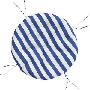 VidaXL Okrugli jastuk plavo-bijele pruge Ø 100x11 cm od tkanine Oxford